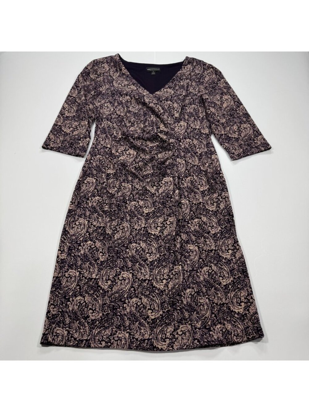Connected Dress Women's 10 Purple Paisley Polyester Wrap Cocktail Lined Stretch